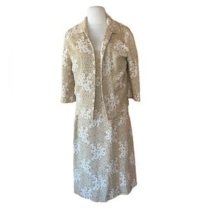 1970s Goldworm Gold Metallic Sparkly 2 Piece‎ Dress & Jacket